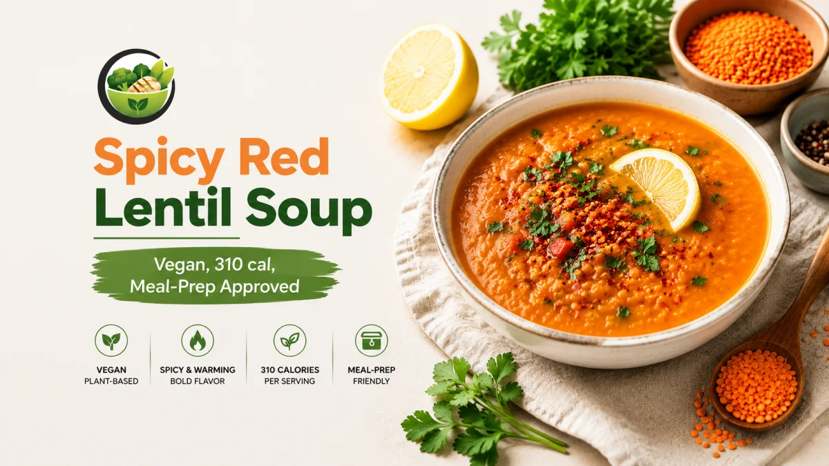 Spicy Red Lentil Soup — Vegan, 310 cal, Meal-Prep Approved