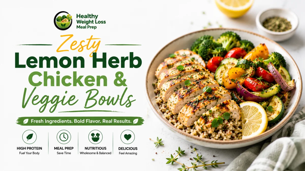 Lunch Meal Prep Ideas Low Carb: Zesty Lemon Herb Chicken & Veggie Bowls