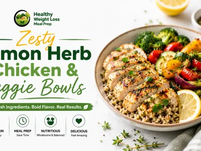 Lunch Meal Prep Ideas Low Carb: Zesty Lemon Herb Chicken & Veggie Bowls