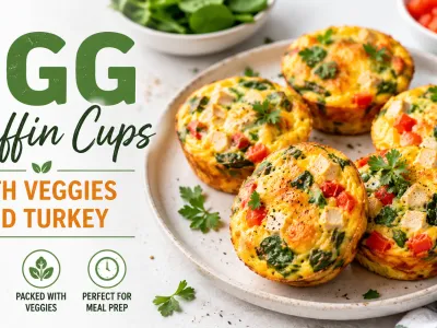 Breakfast Meal Prep Ideas Gluten Free: Egg Muffin Cups with Veggies and Turkey