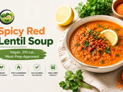 Spicy Red Lentil Soup — Vegan, 310 cal, Meal-Prep Approved