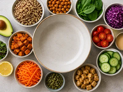 What to put in a Buddha bowl with healthy ingredients around an empty bowl
